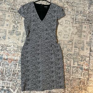 Express black and white pencil dress
